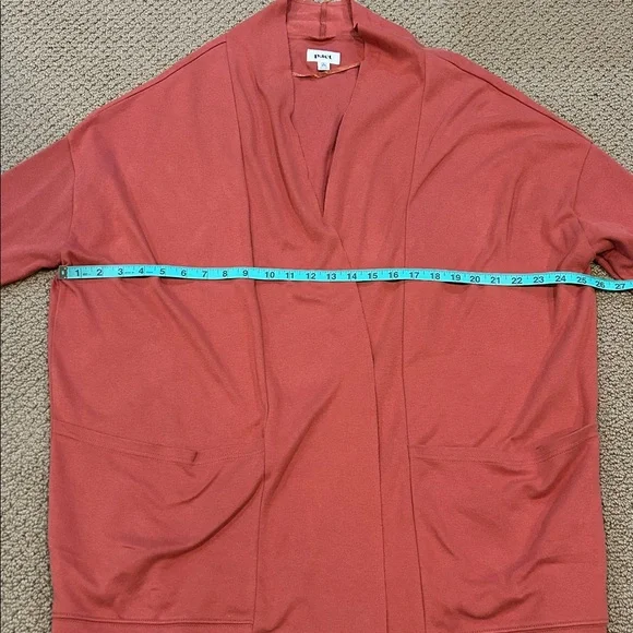 Pact Airplane Cardigan size XL/XXL Baked Clay Open Front Organic Cotton Knit - Picture 9 of 15